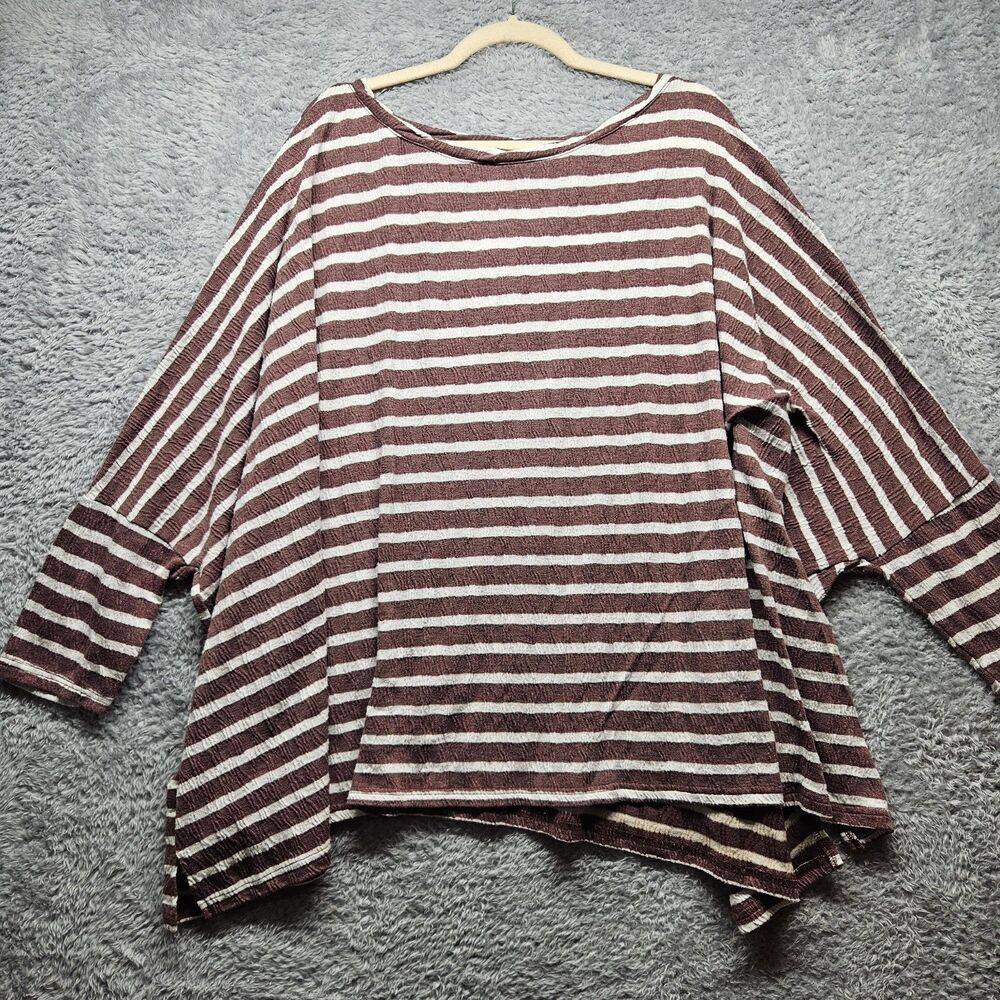 Easel Womens Oversized Striped T-Shirt Size Large Dolman Sleeve Casual Relaxed